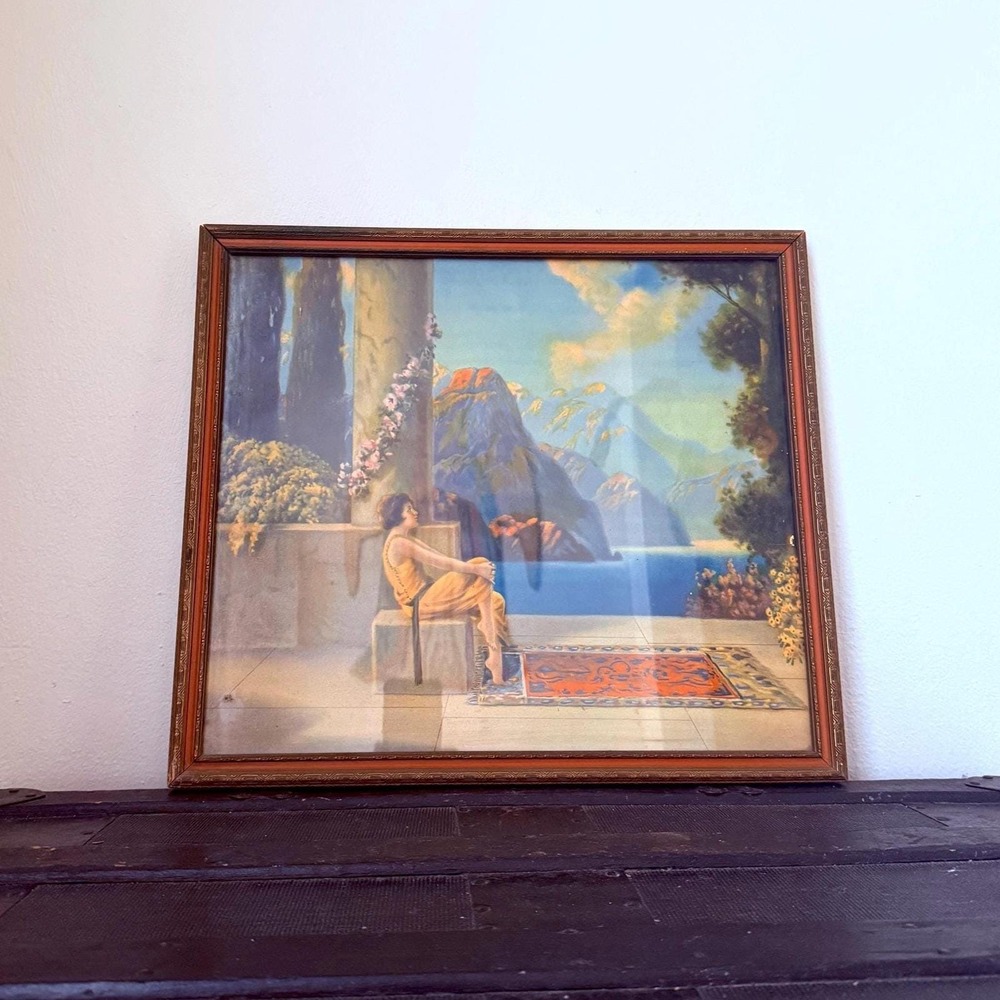 Vintage R. A. Fox "Day Dreams" Framed Lithograph Print Romantic Woman Wall Art